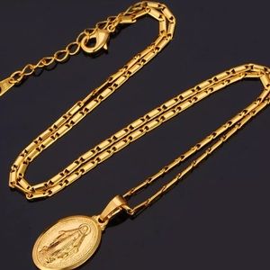 New 18k gold plated Virgin Mary necklace